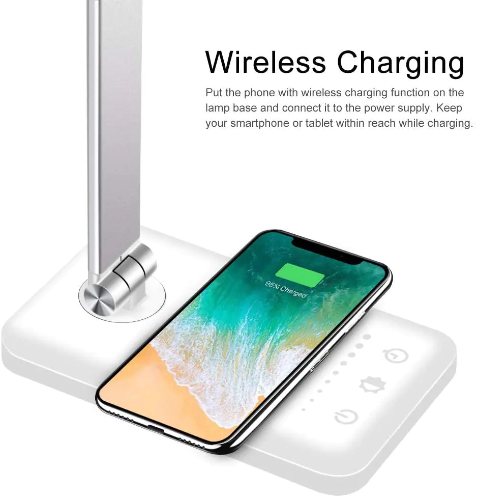 5 Lighting Mode LED Desk Lamp + Wireless Phone Charger by Anti Spier