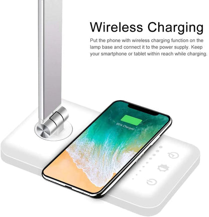 5 Lighting Mode LED Desk Lamp + Wireless Phone Charger by Anti Spier
