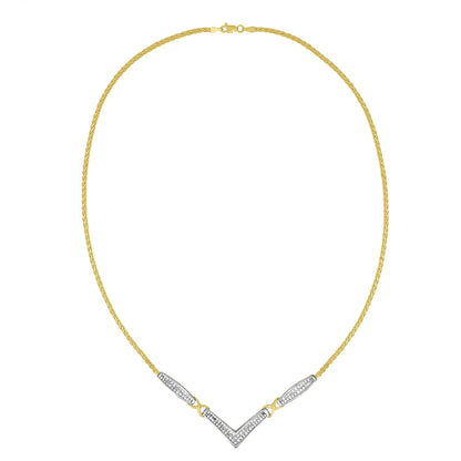 14K Yellow and White Gold 2.0 Cttw Princess Cut Diamond Flared and X-Station V Shaped 18” Franco Chain Statement Necklace (H-I Color, SI2-I1 Clarity) by Anti Spier