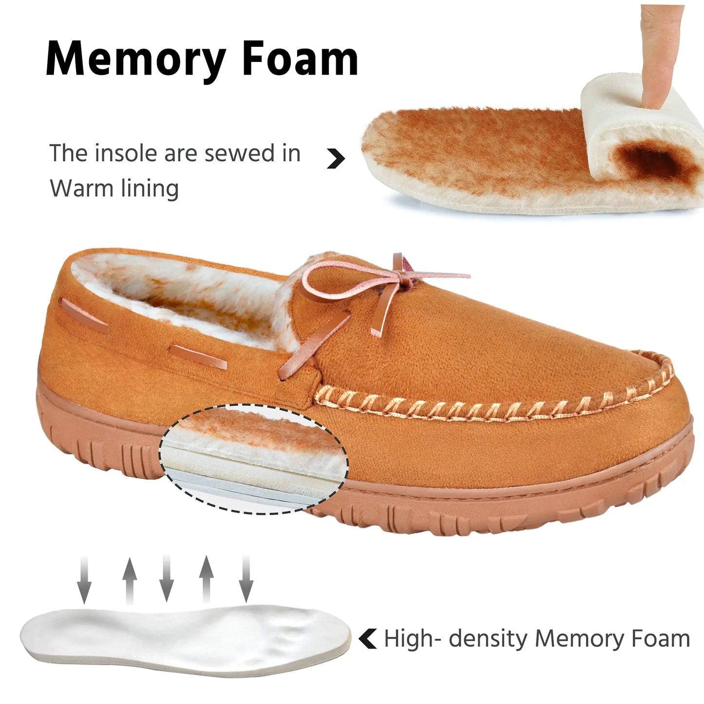 MIXIN Mens Slippers Indoor Outdoor Memory Foam House Shoes Anti-Slip Moccasins Slippers for Men 9 Brown by Anti Spier