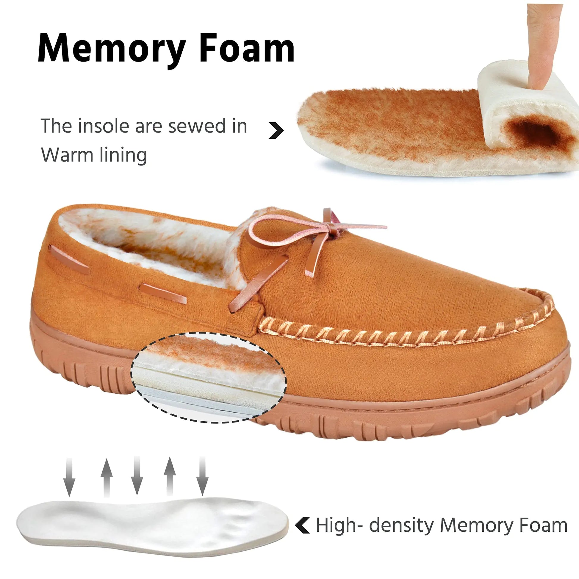 MIXIN Mens Slippers Indoor Outdoor Memory Foam House Shoes Anti-Slip Moccasins Slippers for Men 9 Brown by Anti Spier