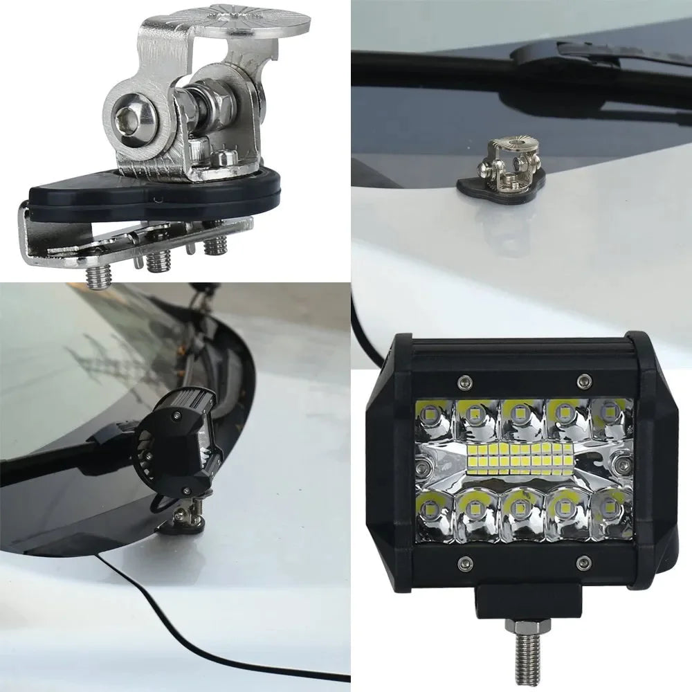 2PCS Pillar Hood Led Work Light Bar Mount Bracket Clamp Holder Offroad Universal by Anti Spier
