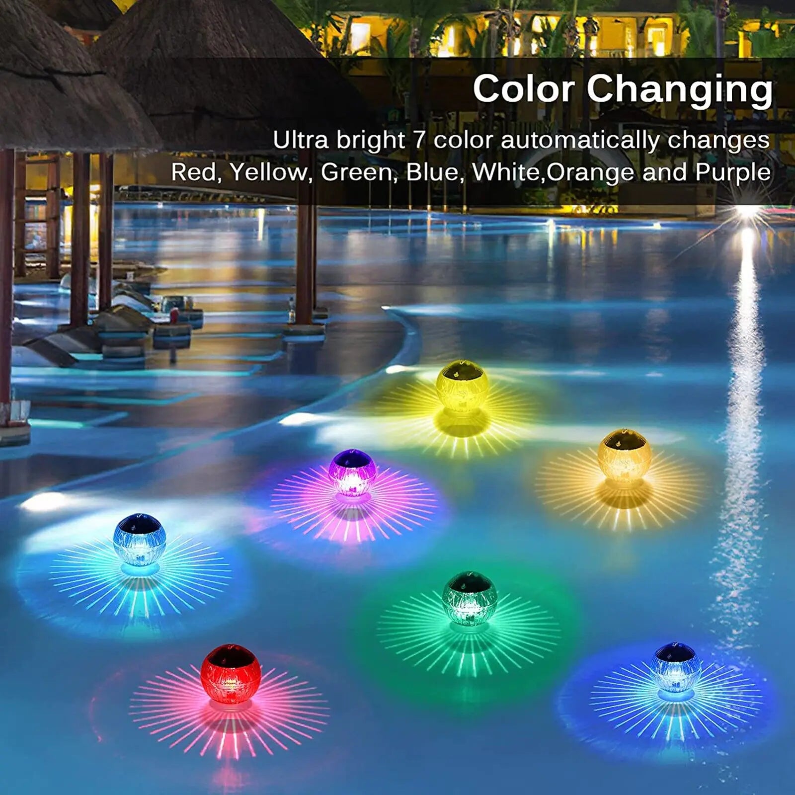 Outdoor Solar LED Floating Light Garden Pond Pool Lamp Rotating RGB Color Change by Anti Spier