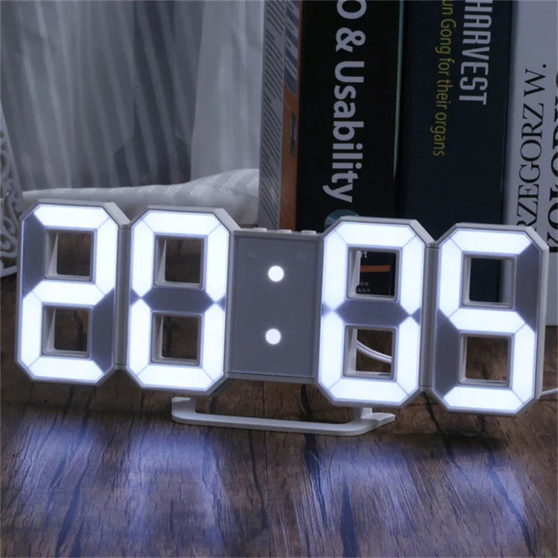 Digital 3D LED Big Wall Desk Alarm Clock Snooze 12/24 Hours Auto Brightness USB by Anti Spier