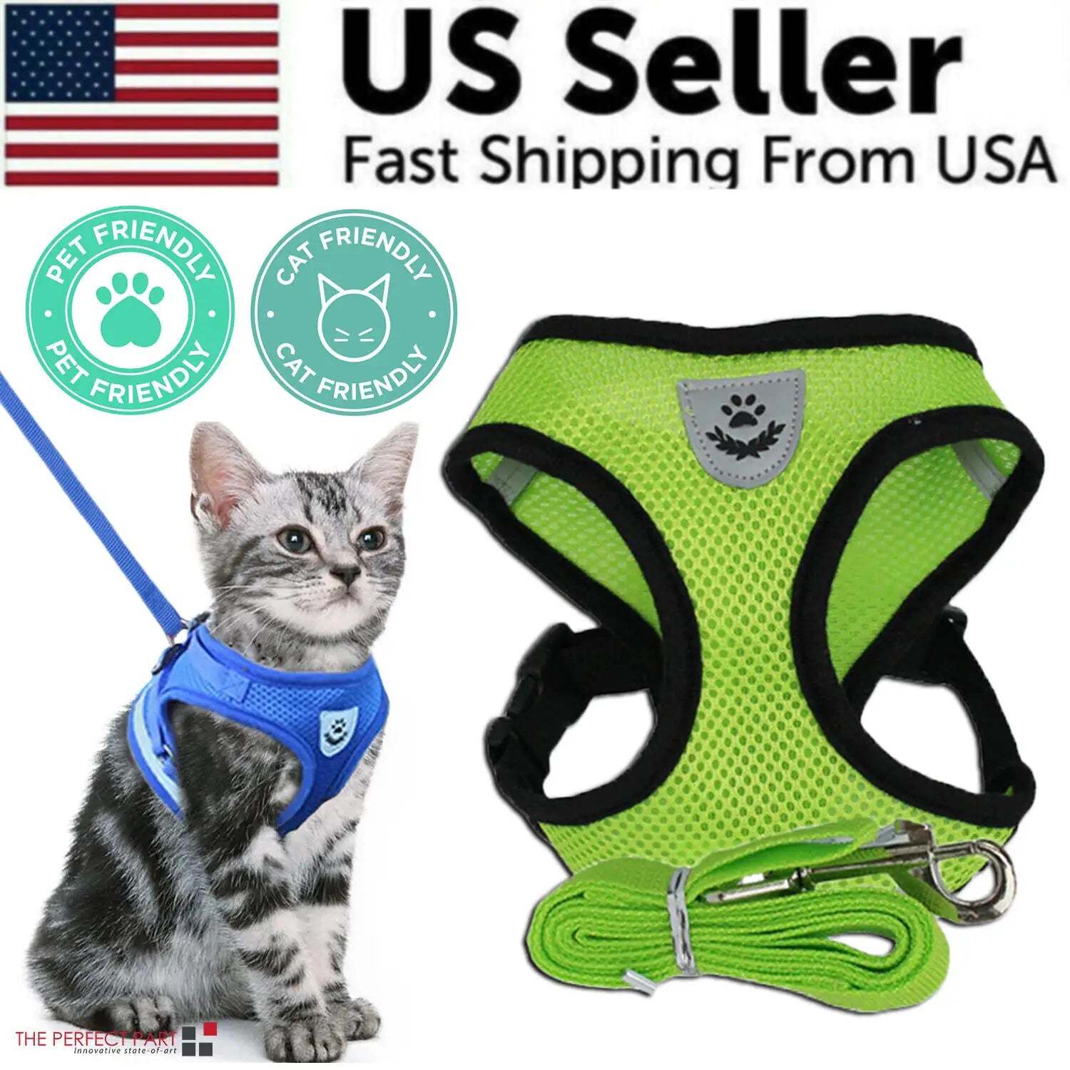 Cat Dog Pet Harness Adjustable Control Vest Dogs Reflective S M L XL Leash by Anti Spier