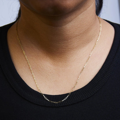 Unisex Solid 14K Gold 1.5mm Paperclip Chain Necklace - Choice of Length and Metal Color by Anti Spier