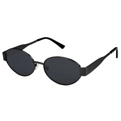 SOJOS Retro Oval Sunglasses for Women Men Trendy Sun Glasses Classic Shades UV400 Protection SJ1217 Gold/Grey by Anti Spier