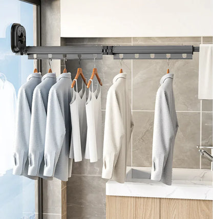 Retractable Aluminum Suction Cup Clothes Hanger by Anti Spier