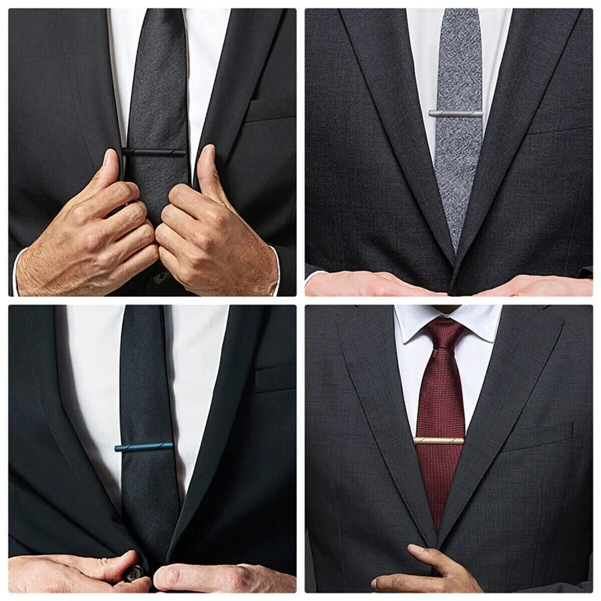 4PCS Mens Stainless Steel Tie Clip Necktie Bar Clasp Clamp Pin Gold Black Silver by Anti Spier