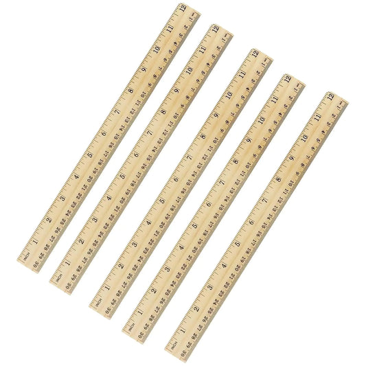 Wooden School Rulers Wood Ruler Student Rulers Office Ruler Measuring Ruler, Wooden Ruler 12 Inch Rulers Bulk - Pack of 5 by Anti Spier
