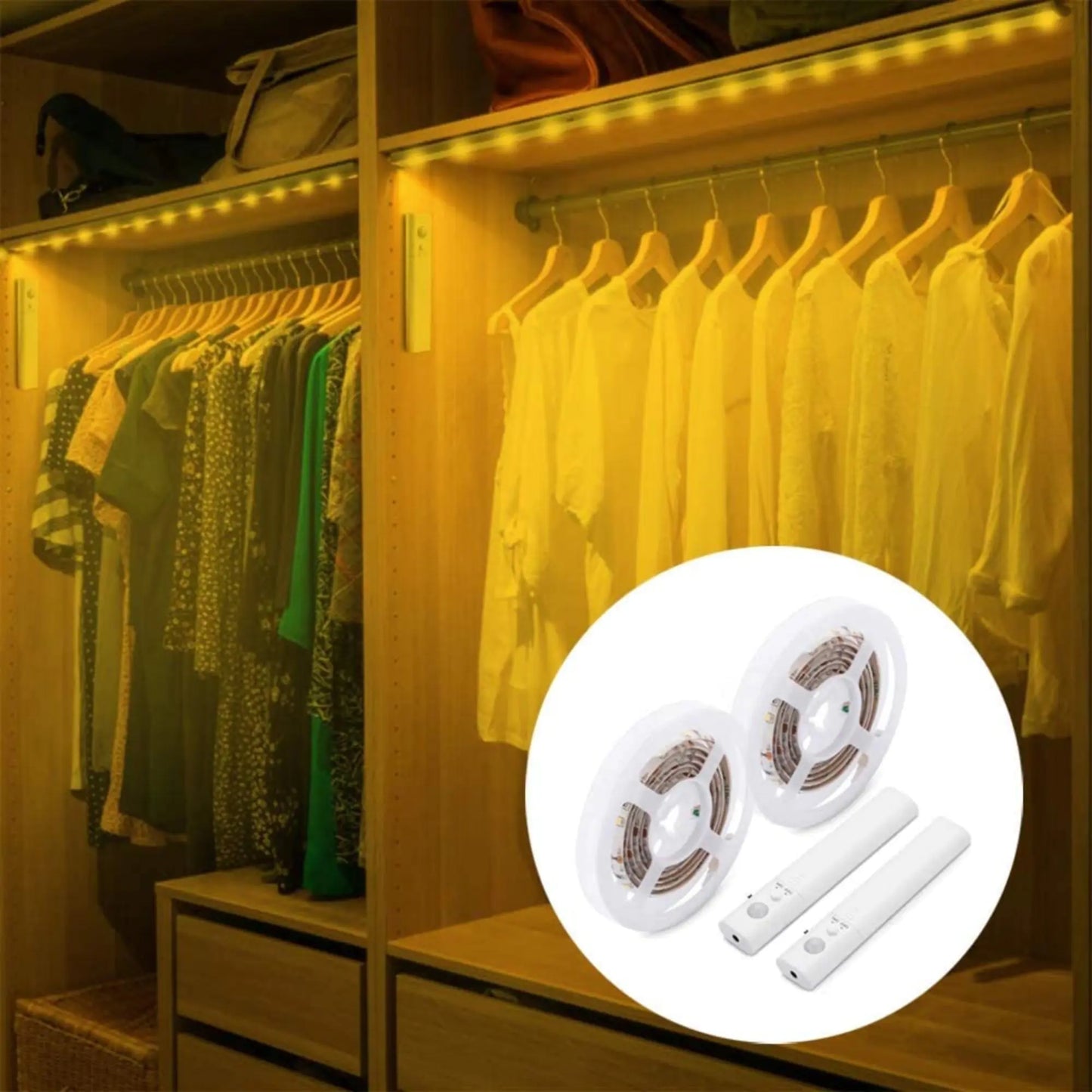 Motion Sensor LED Light Strips for Wardrobe, Bathroom, Stairs (6.5 feet) by Anti Spier