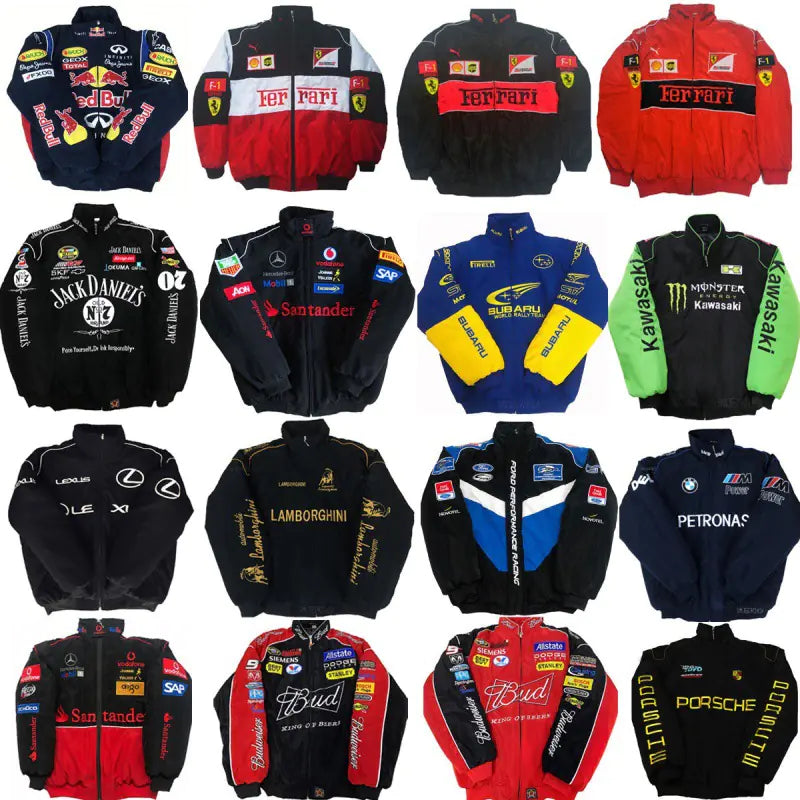 F1 Motorcycle Racing Jacket with Vintage Embroidery by Anti Spier
