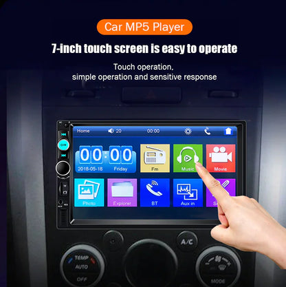 7" Double 2 DIN Car MP5 Player Bluetooth Touch Screen Stereo Radio With Camera by Anti Spier