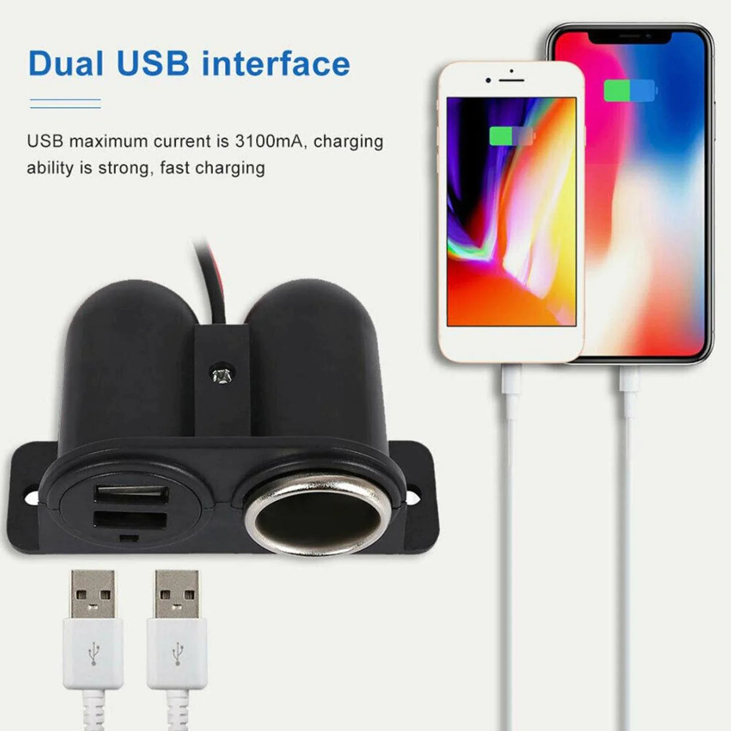 Car Cigarette Lighter Socket Splitter Dual USB Charger Power Adapter Outlet 12V by Anti Spier