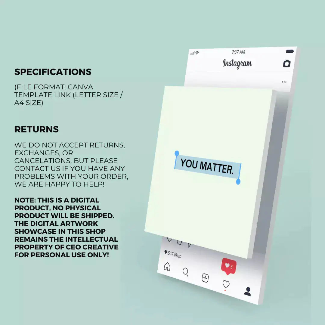 Downloadable Instagram Content Quote 100 Template by Anti Spier