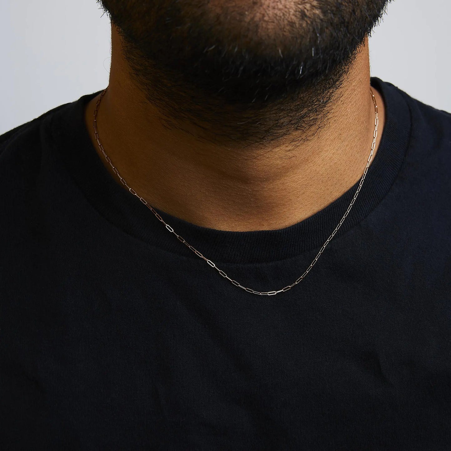 Unisex Solid 14K Gold 1.5mm Paperclip Chain Necklace - Choice of Length and Metal Color by Anti Spier