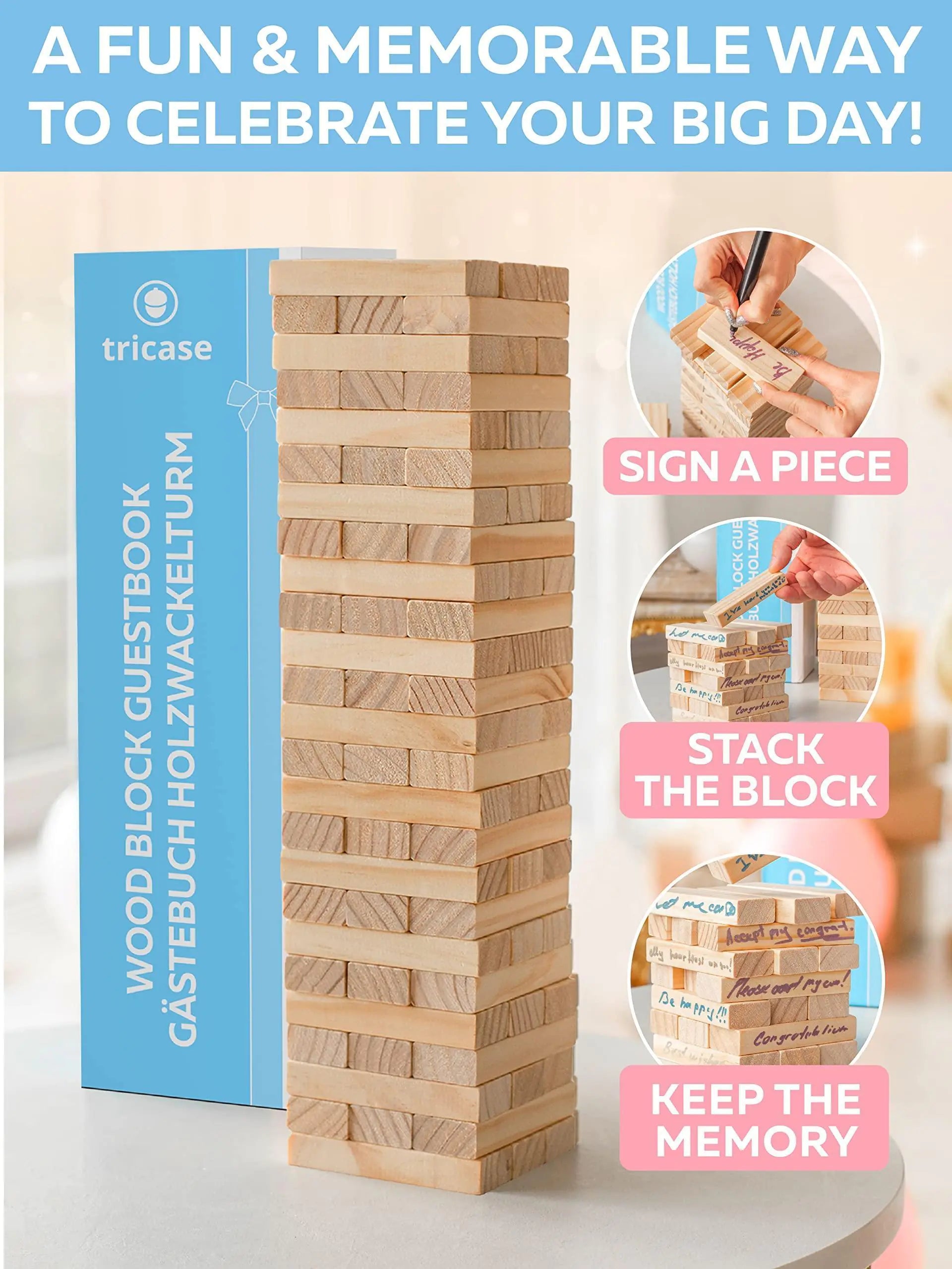 Wedding Guest Book Alternative 75 pcs Wooden Block Guest Book for Sign by Anti Spier