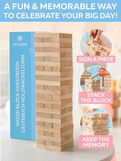 Wedding Guest Book Alternative 75 pcs Wooden Block Guest Book for Sign by Anti Spier