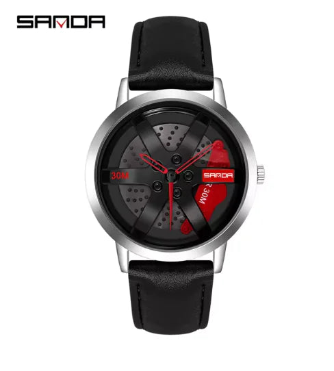 Men's 3D Car Wheel Sports Watch - Waterproof Quartz by Anti Spier