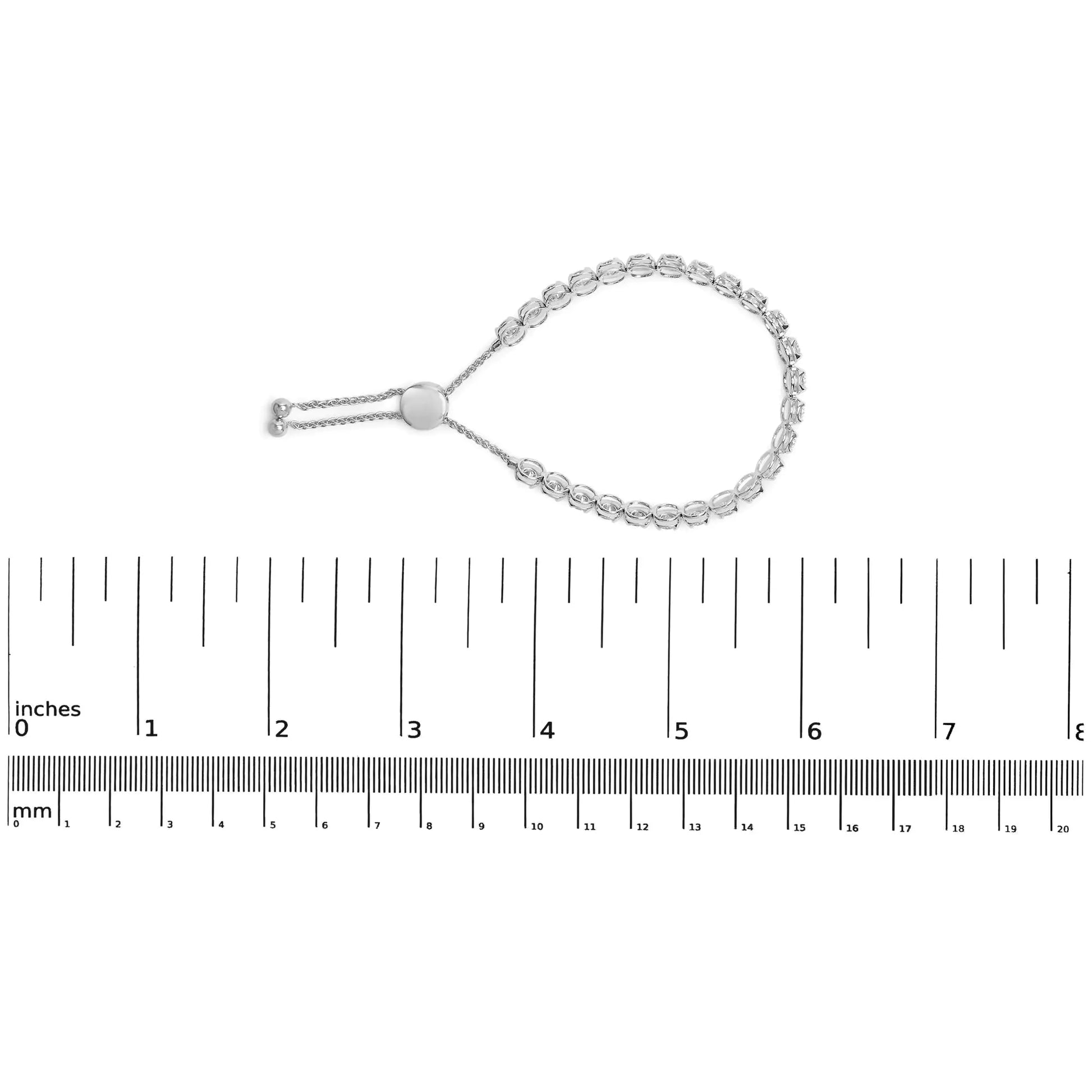 14K White Gold 6.00 Cttw Diamond 4”-10” Adjustable Bolo Tennis Bracelet (I-J Color, I1-I2 Clarity) by Anti Spier