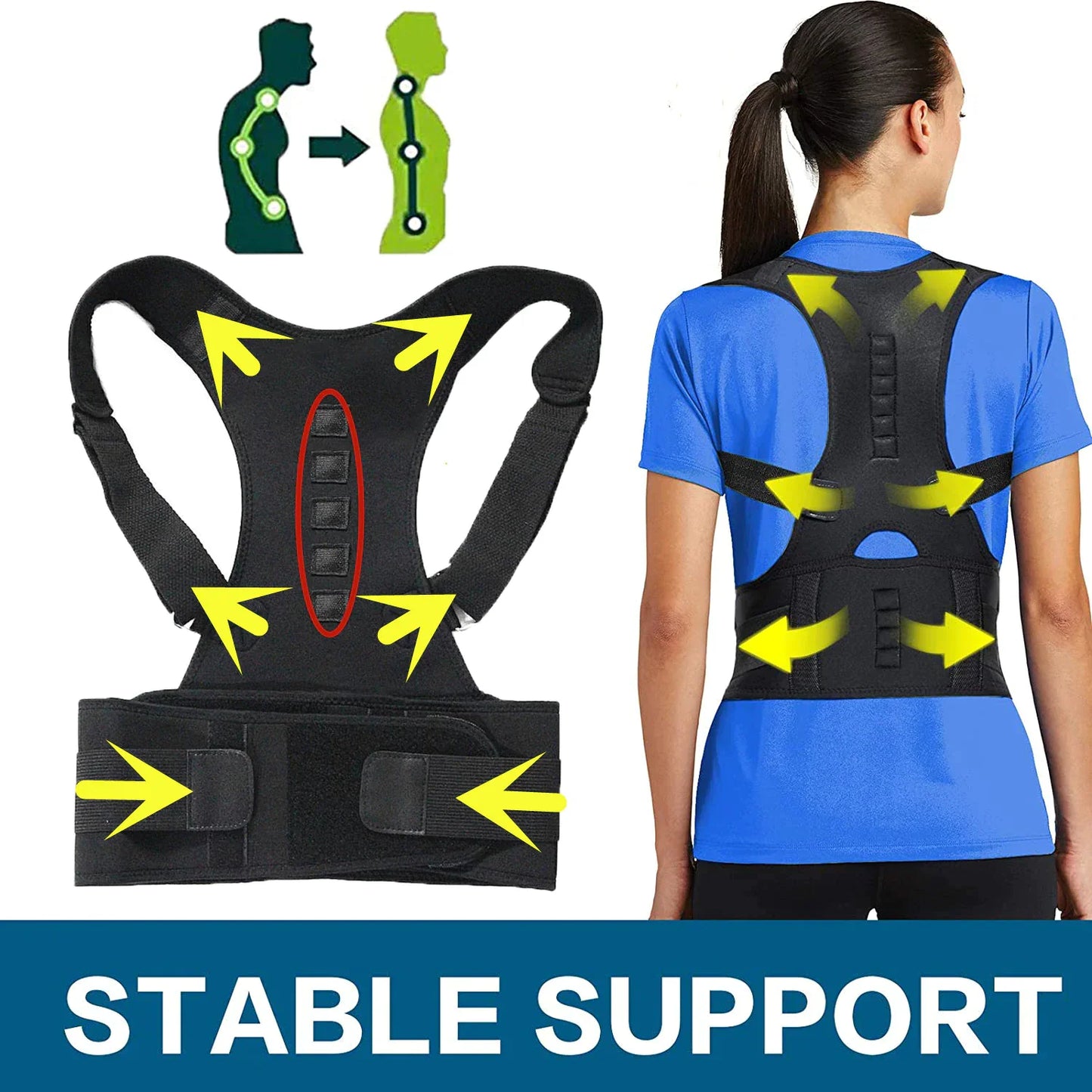 Posture Corrector Support Magnetic Back Shoulder Brace Belt Band For Men Women by Anti Spier