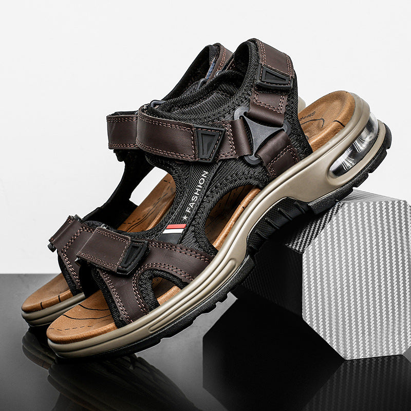 Men's sandals: genuine leather casual beach sandals, retro air-cushioned sandals, men's outdoor sandals by Hypersku