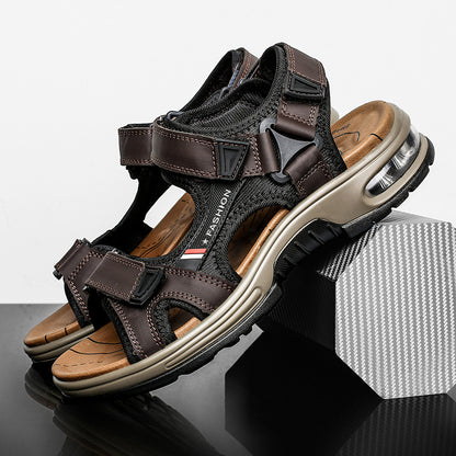 Men's sandals: genuine leather casual beach sandals, retro air-cushioned sandals, men's outdoor sandals by Hypersku