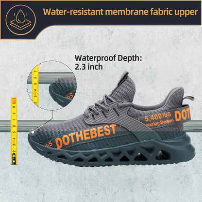 Furuian Steel Toe Sneakers for Men Women Lightweight Safety Shoes Comfortable Puncture Proof Slip On Indestructible Work Shoes 6.5 Women/5 Men Waterproof Grey by Anti Spier