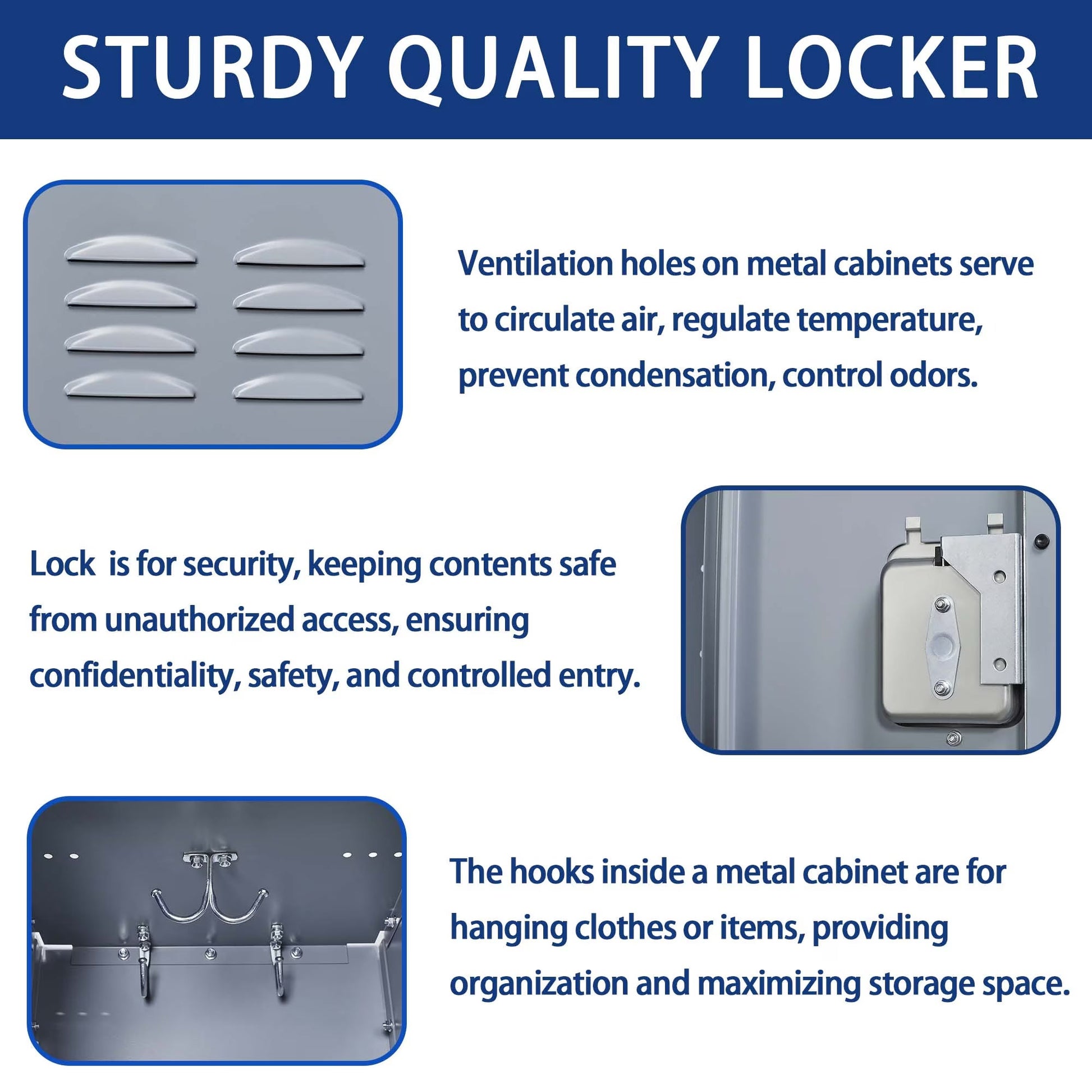 3 Employee Metal Lockers With 72 Inch High Locks, Home Gym Office, School Garage Lockers, Gray by Anti Spier
