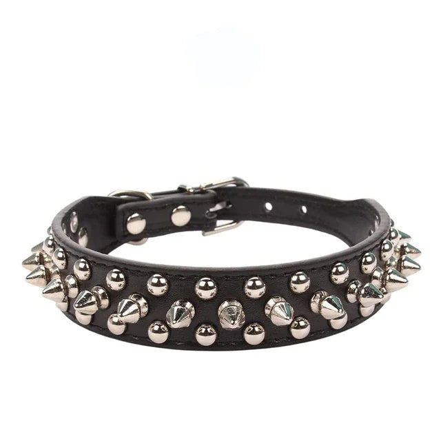 Spiked Studded Leather Dog Collar Rivets Pet Small Large Cat Pit Bull Adjustable by Anti Spier