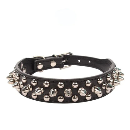 Spiked Studded Leather Dog Collar Rivets Pet Small Large Cat Pit Bull Adjustable by Anti Spier