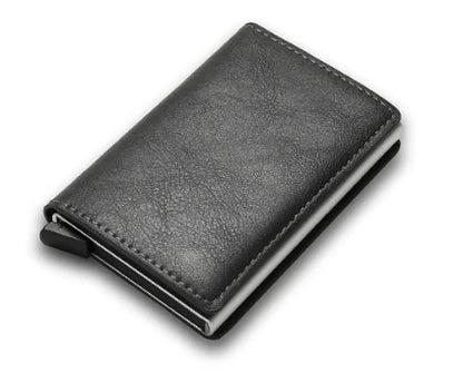RFID Lock Vintage Automatic Leather Credit Card Holder by Anti Spier