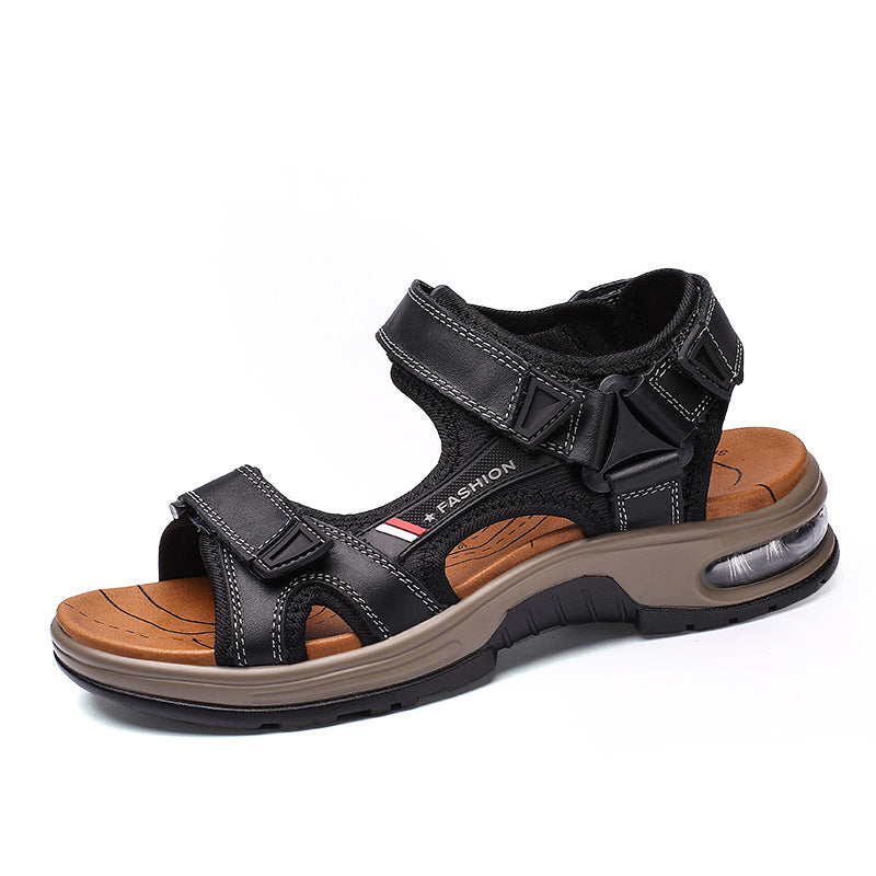 Men's sandals: genuine leather casual beach sandals, retro air-cushioned sandals, men's outdoor sandals by Hypersku