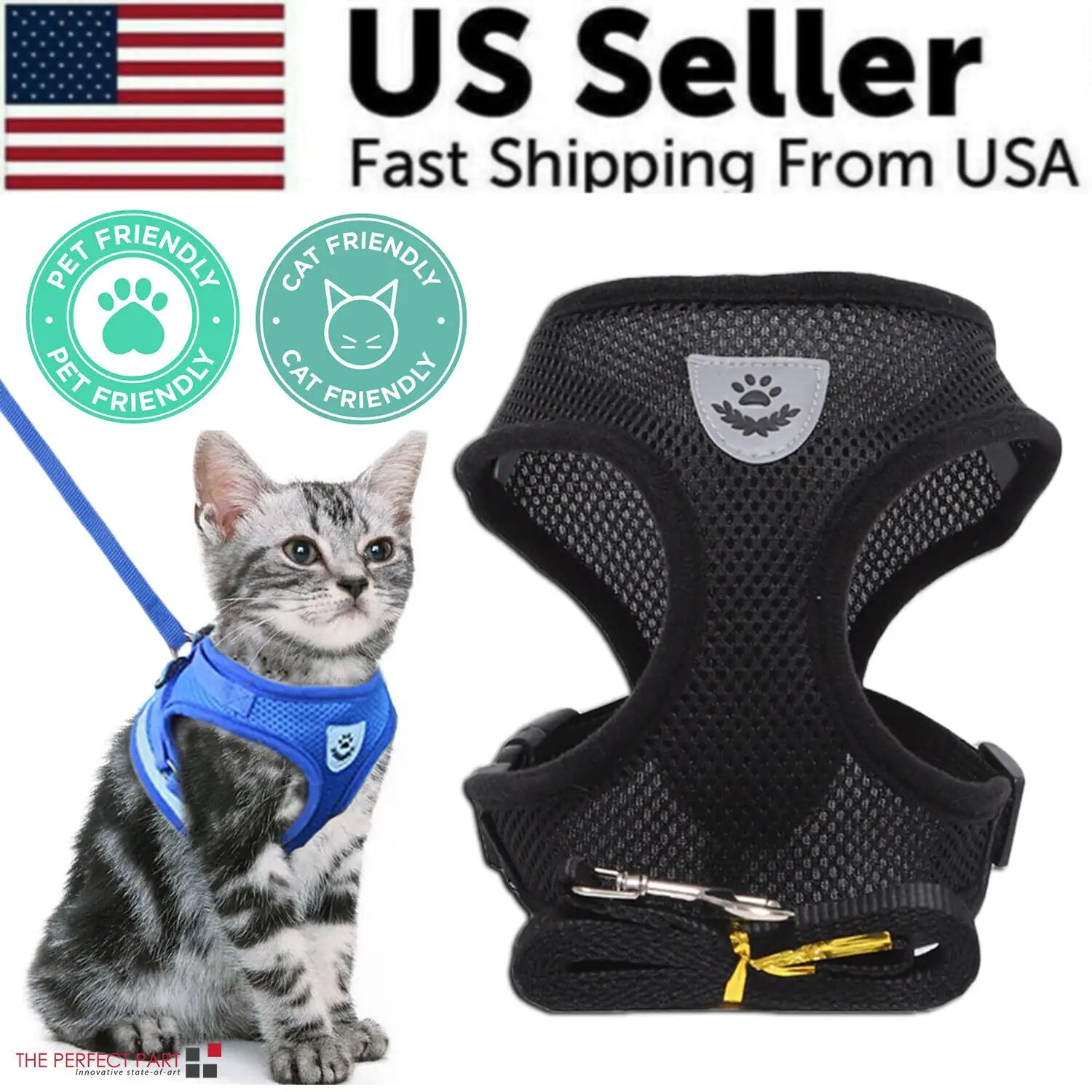 Cat Dog Pet Harness Adjustable Control Vest Dogs Reflective S M L XL Leash by Anti Spier