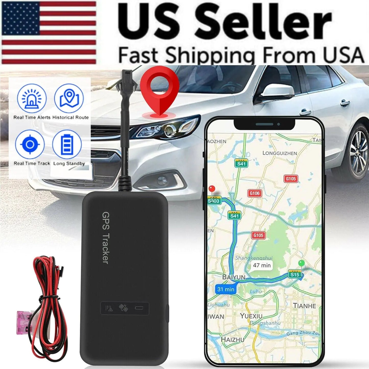 Real Time GPS Tracker Tracking Locator Device GPRS GSM Car/Motorcycle Anti Theft by Anti Spier