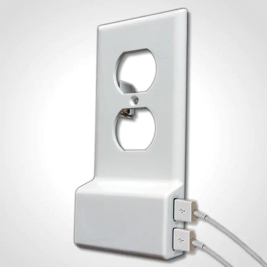 Invisible Dual USB Wall Charger Plate With Surge Protection by Anti Spier