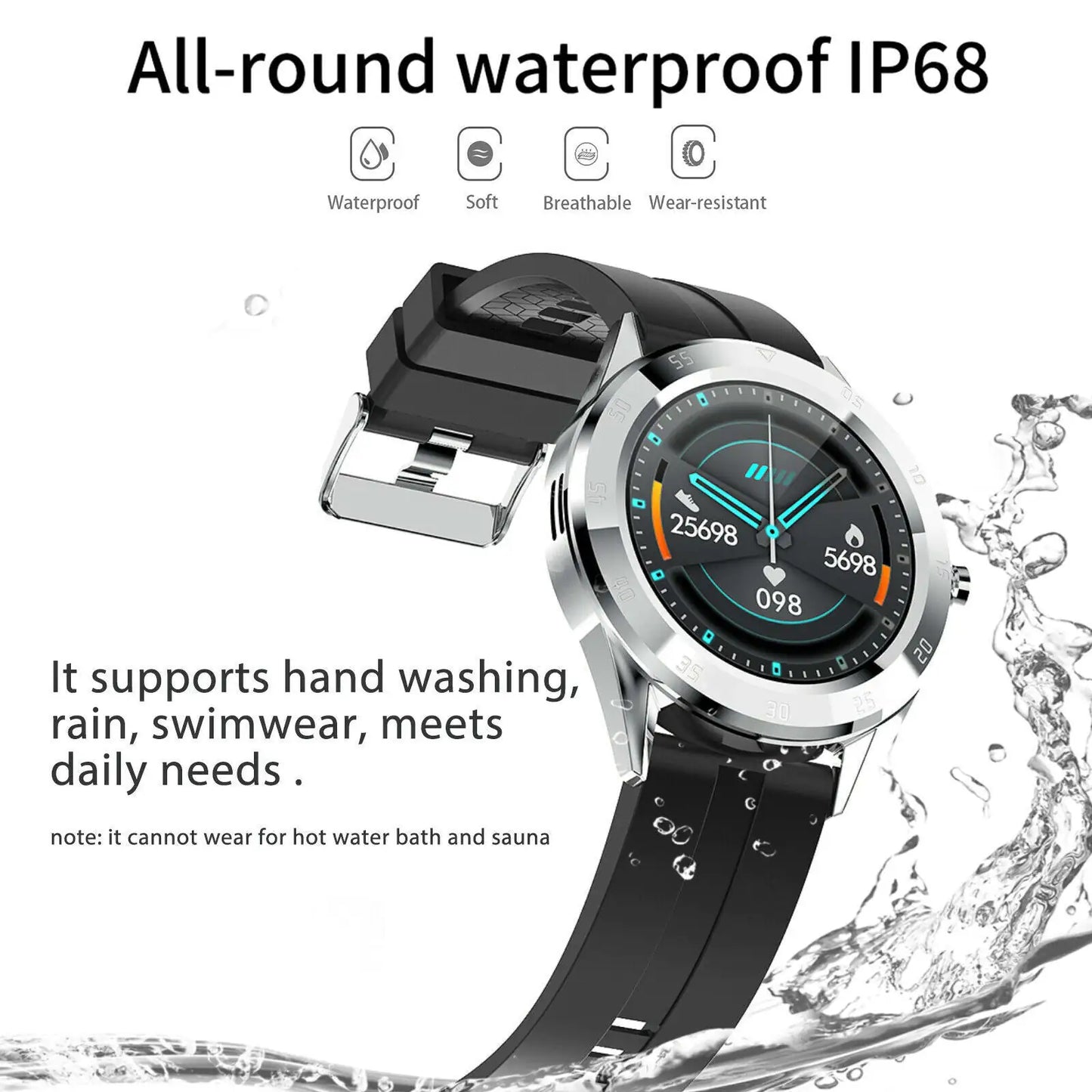 Waterproof Bluetooth Smart Watch Phone Mate Heart Rate Tracker For iOS Android by Anti Spier