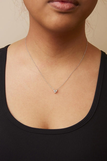 14K White Gold 1.0 Cttw Lab Grown Diamond Heart Shape Solitaire Pendant Necklace (F-G Color, VS1-VS2 Clarity) by Anti Spier