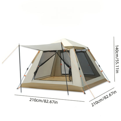 2-3 Person Family Camping Tent with Awning - Quick to Set Up, Windproof, All-Season Design with Mosquito Screen and UV Protection, Durable Oxford Fabric, Beige Multi-Layer Sunshade, Perfect for Outdoo by Dropsure
