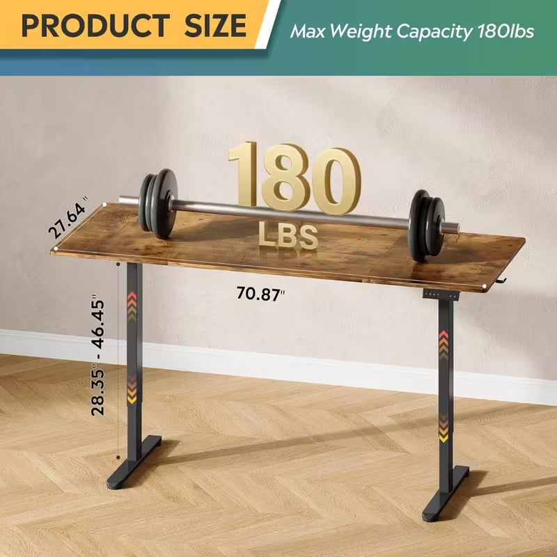 Electric Sit to Stand Desk with 3 Memory Presets, Adjustable Height Stand up Desk, Height Adjustable Standing Computer Desk for Home Office, 40/ 55/ 63/ 71 Inches, Ergonomic Workspace, Workspace Furniture, Sleek Design, Modern Desk by Anti Spier