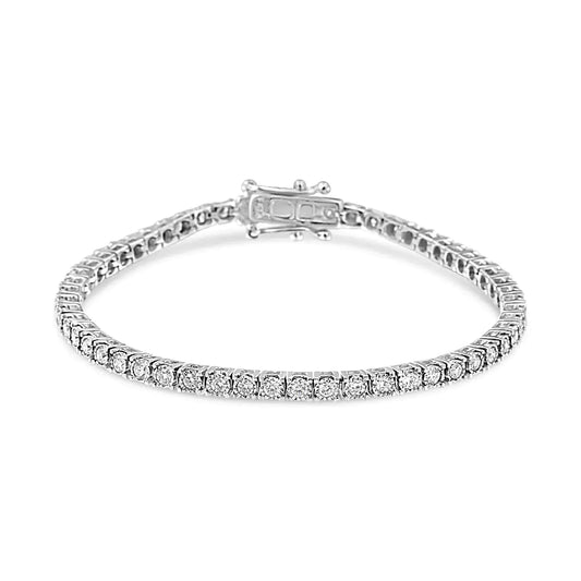 14K White Gold 2.0 Cttw Miracle Set Round-Cut Lab Grown Diamond Illusion 7" Tennis Bracelet (F-G Color, VS2-SI1 Clarity) by Anti Spier