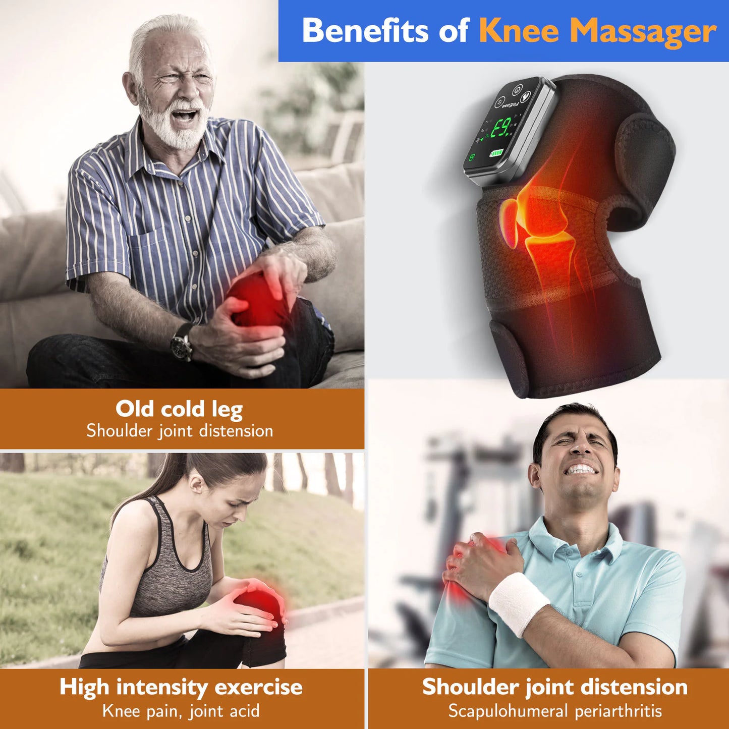 Kneecap, Elbow and Shoulder Intelligent Heating Vibration Massager by Anti Spier