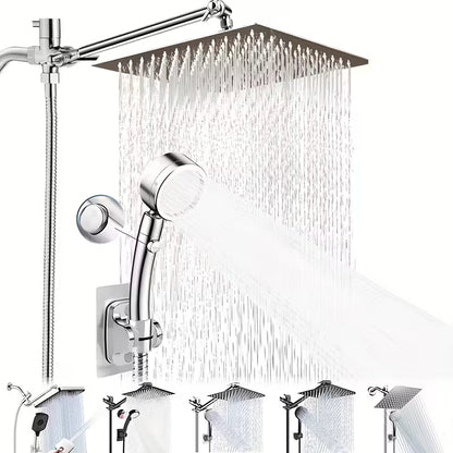 High-Pressure Shower Head with Handheld Spray - Combination Shower System, 9-Spray Settings (Rain & Handheld), Leak proof Shower heads with Flexible Hose & Bracket, Adjustable Height/Angle, Stainless Rainfall Shower head Suitable for Modern Bathrooms by Anti Spier