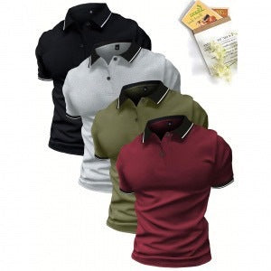 Summer new men's Polo shirt lapel short sleeve golf casual sports shirt color contrast T-shirt short sleeve by Hypersku