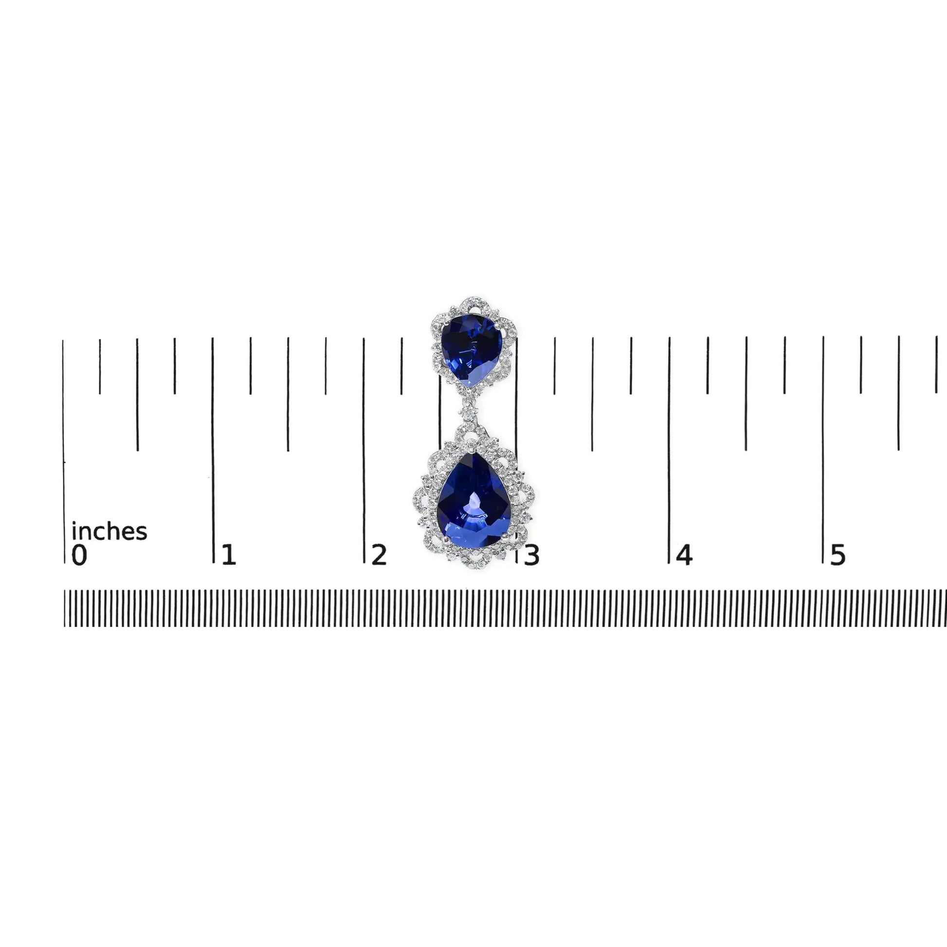 18K White Gold Blue Sapphire and Diamond 2.00 Cttw Diamond Halo Drop and Dangle Earring (G-H Color, SI1-SI2 Clarity) by Anti Spier