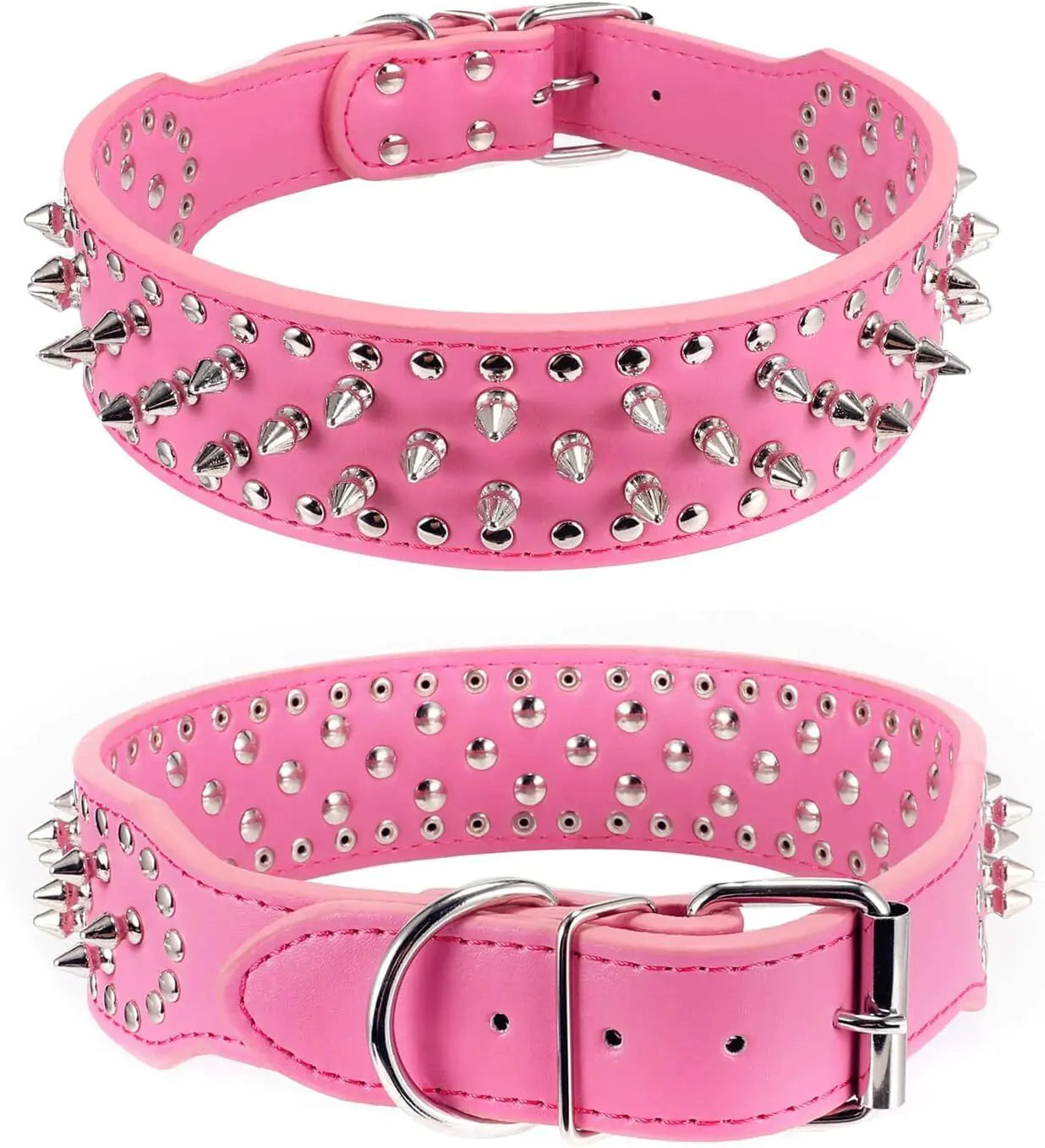 Spiked Studded Leather Dog Collar Rivets Pet Small Large Cat Pit Bull Adjustable by Anti Spier