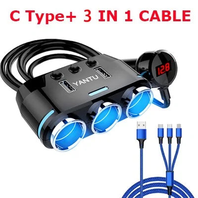 12V-24V Car splitter Cigarette Lighter Socket Plug Dual USB Charger Adapter by Anti Spier