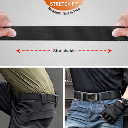 BULLIANT Tactical Belt for Men, Men Stretch Nylon Web Gift Belt 1.5"-Hiking Rigger Military Work-Quick Release Black2972 34"-38"Waist Adjustable by Anti Spier