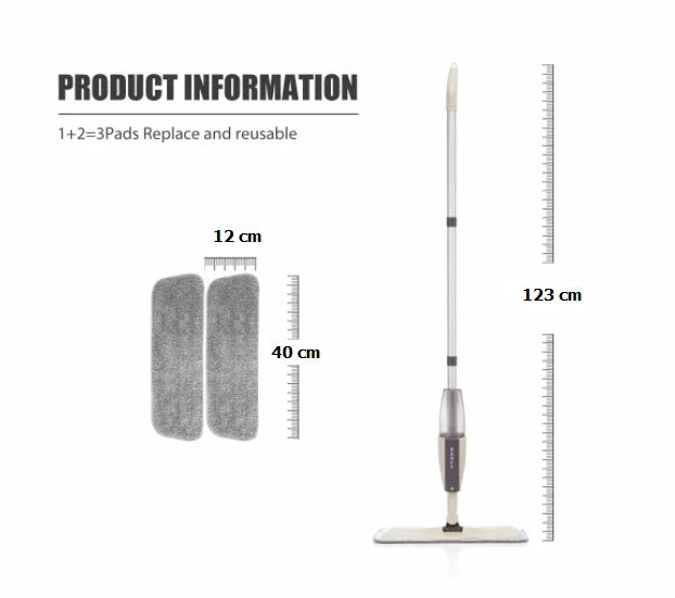 Floor Mop with Reusable Microfiber Pads by Anti Spier