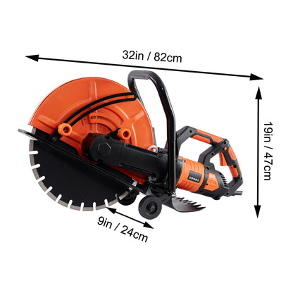 VEVOR Electric Concrete Saw, 16 In, 3200 W 15 A Motor Circular Saw Cutter With Max. 6 In Adjustable Cutting Depth, Wet Disk Saw Cutter Includes Water Line, Pump And Blade, For Stone, Brick by Anti Spier